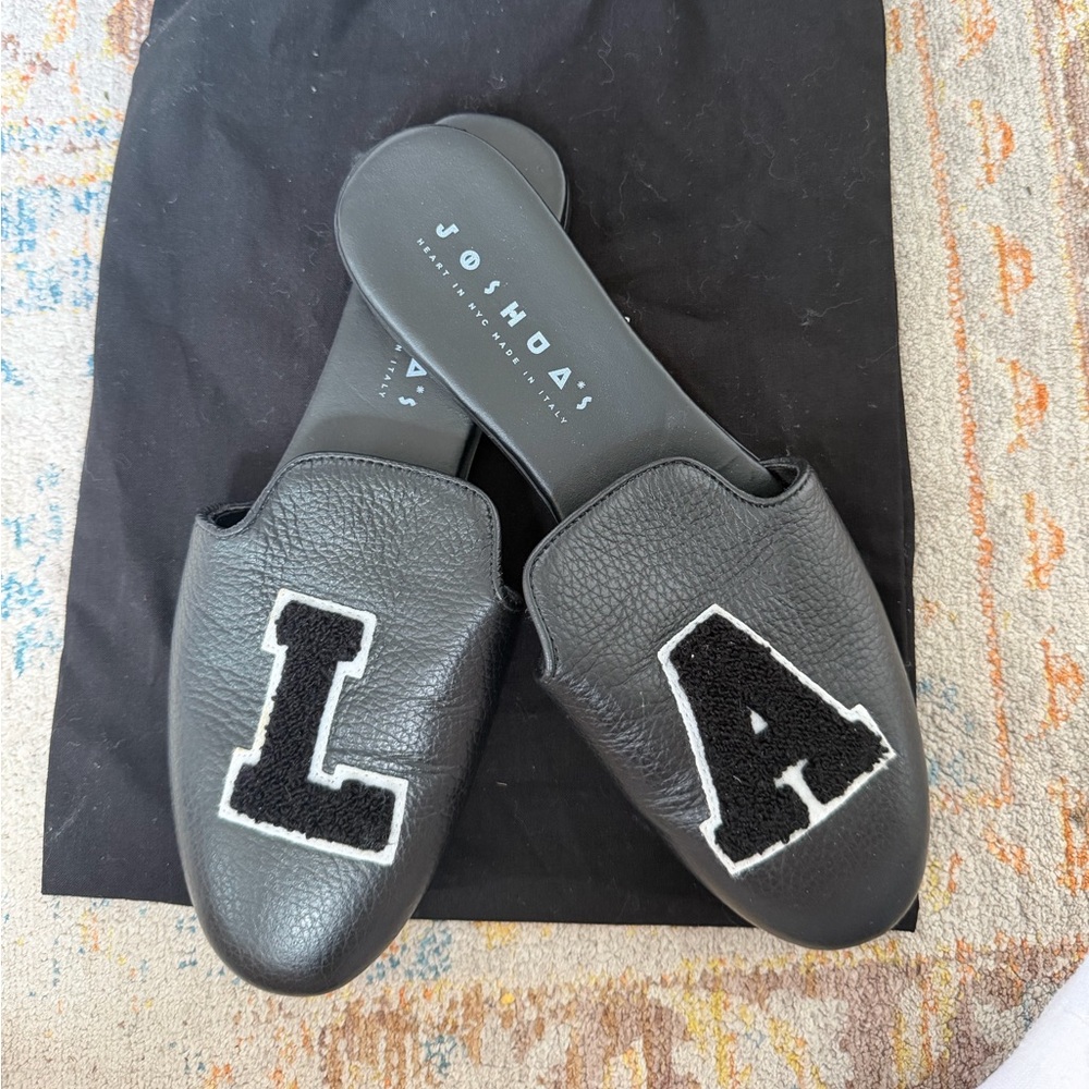 LA Leather Black mules
